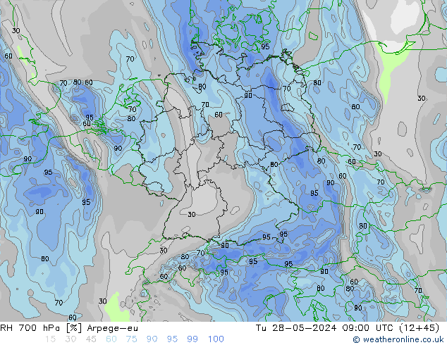 700 hPa Nispi Nem Arpege-eu Sa 28.05.2024 09 UTC