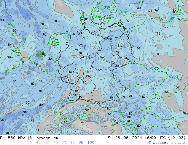 RH 850 hPa Arpege-eu Su 26.05.2024 15 UTC