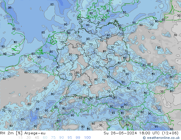 RH 2m Arpege-eu Вс 26.05.2024 18 UTC