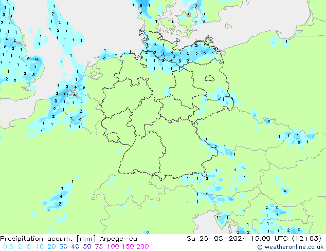 Precipitation accum. Arpege-eu Dom 26.05.2024 15 UTC