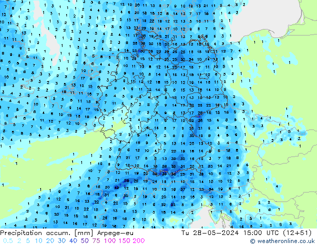 Precipitation accum. Arpege-eu Ter 28.05.2024 15 UTC