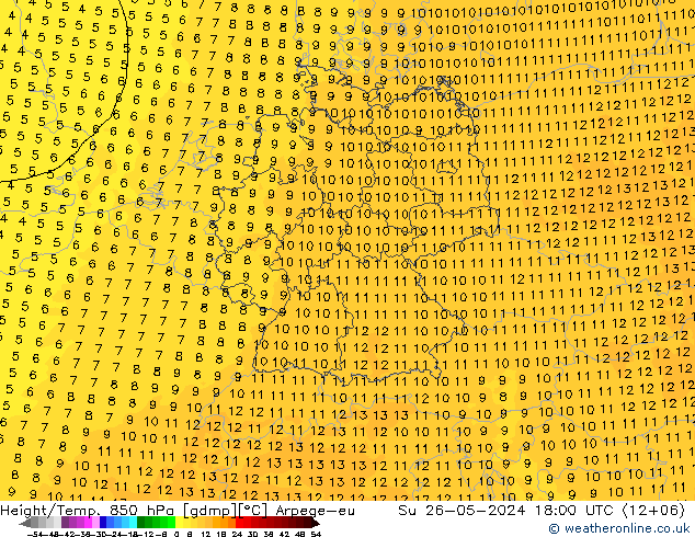 Height/Temp. 850 hPa Arpege-eu Ne 26.05.2024 18 UTC