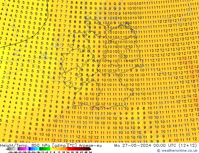 Height/Temp. 850 hPa Arpege-eu lun 27.05.2024 00 UTC