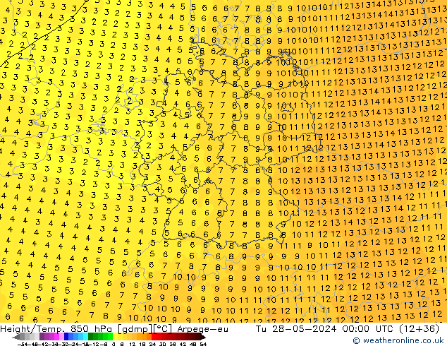 Height/Temp. 850 hPa Arpege-eu wto. 28.05.2024 00 UTC