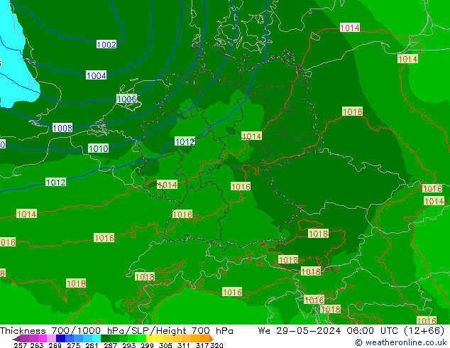 700-1000 hPa Kalınlığı Arpege-eu Çar 29.05.2024 06 UTC