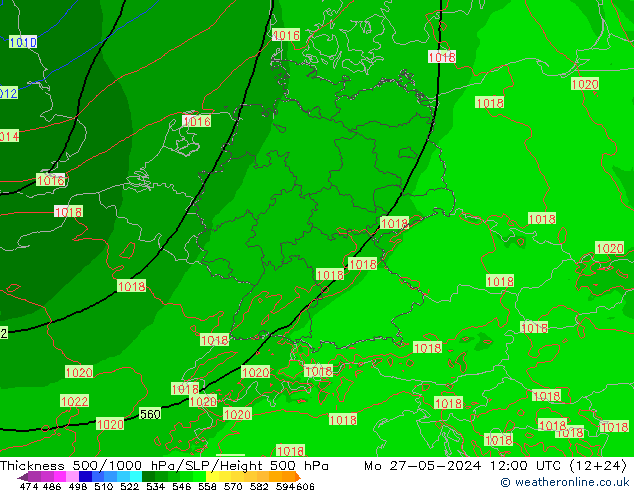 Thck 500-1000hPa Arpege-eu lun 27.05.2024 12 UTC