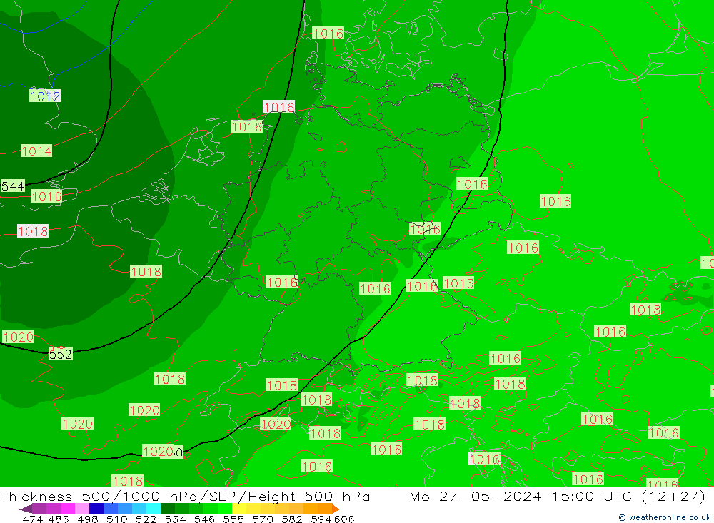 Thck 500-1000hPa Arpege-eu Mo 27.05.2024 15 UTC