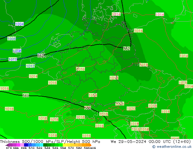 Thck 500-1000hPa Arpege-eu We 29.05.2024 00 UTC