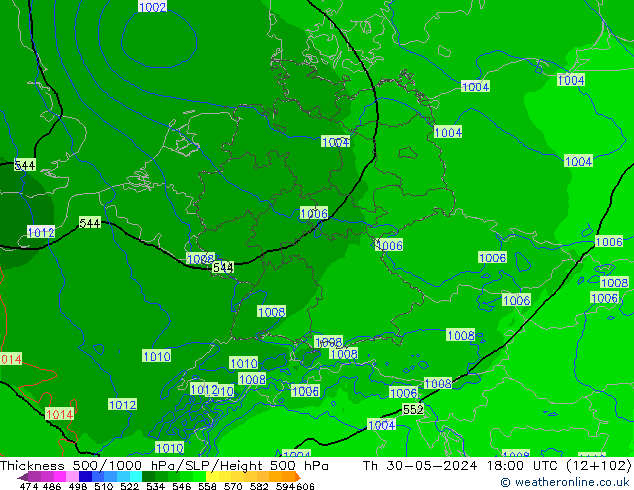 Thck 500-1000hPa Arpege-eu 星期四 30.05.2024 18 UTC