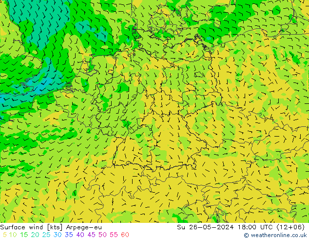 Surface wind Arpege-eu Ne 26.05.2024 18 UTC