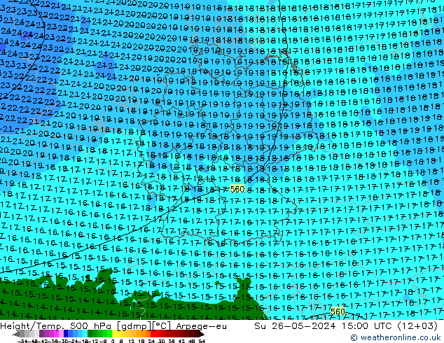 Height/Temp. 500 hPa Arpege-eu Dom 26.05.2024 15 UTC