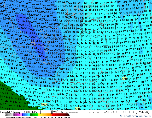 Yükseklik/Sıc. 500 hPa Arpege-eu Sa 28.05.2024 00 UTC