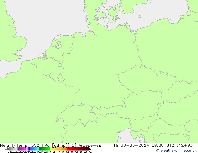 Hoogte/Temp. 500 hPa Arpege-eu do 30.05.2024 09 UTC