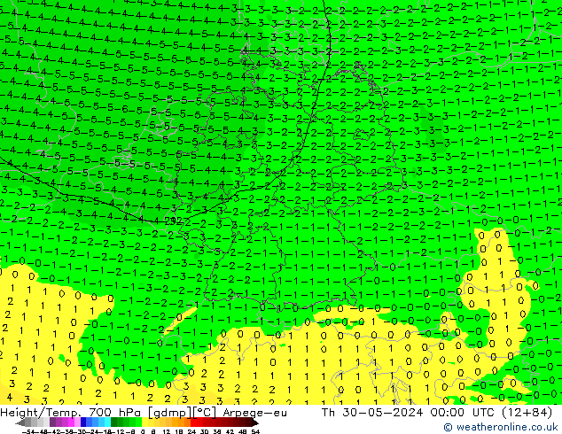 Hoogte/Temp. 700 hPa Arpege-eu do 30.05.2024 00 UTC