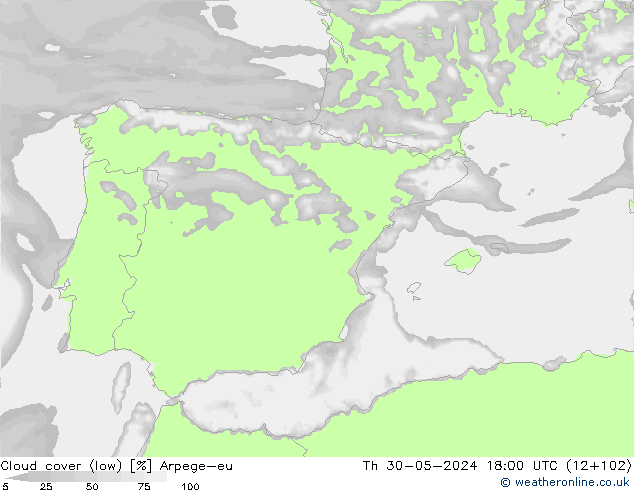 Bulutlar (düşük) Arpege-eu Per 30.05.2024 18 UTC