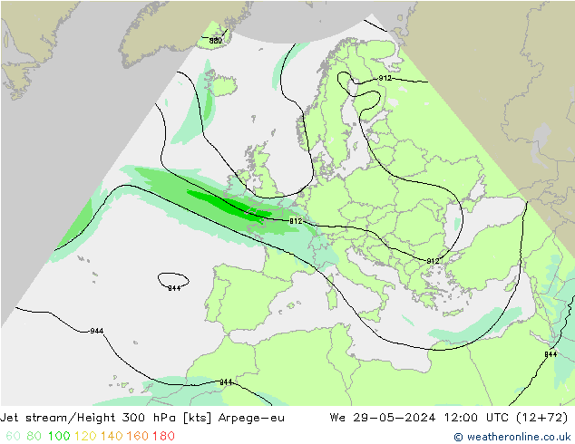 Corriente en chorro Arpege-eu mié 29.05.2024 12 UTC