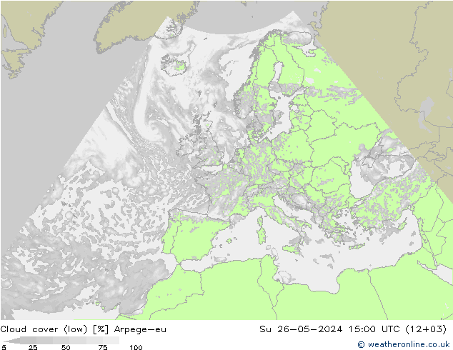 Bewolking (Laag) Arpege-eu zo 26.05.2024 15 UTC