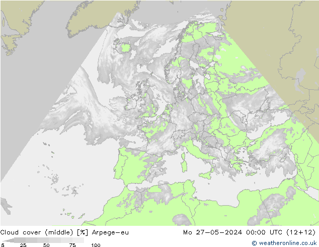 Wolken (mittel) Arpege-eu Mo 27.05.2024 00 UTC