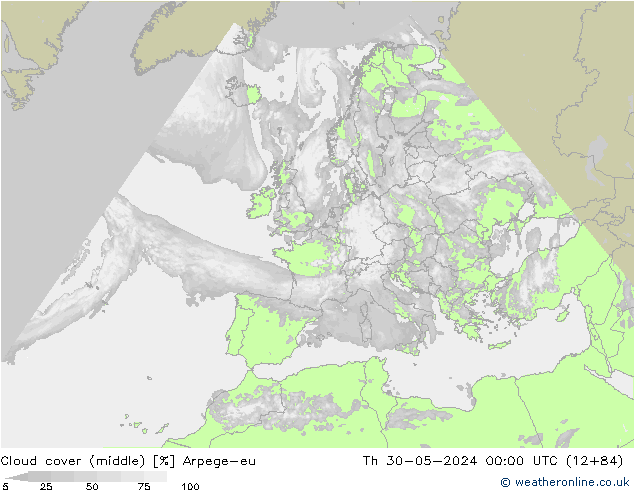 Nubes medias Arpege-eu jue 30.05.2024 00 UTC