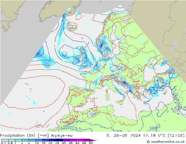 Precipitação (6h) Arpege-eu Dom 26.05.2024 18 UTC