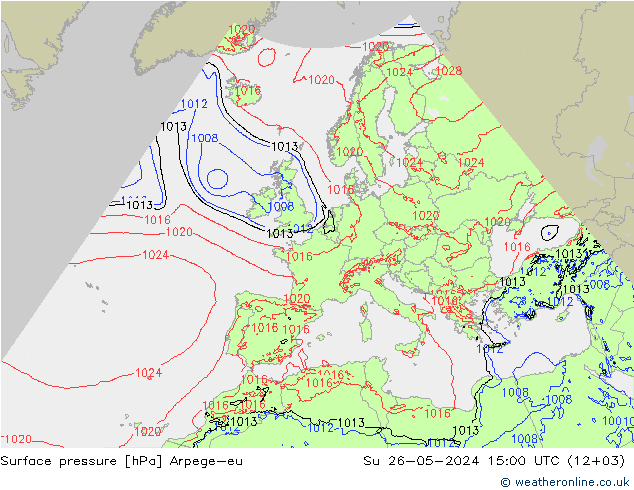 Surface pressure Arpege-eu Su 26.05.2024 15 UTC