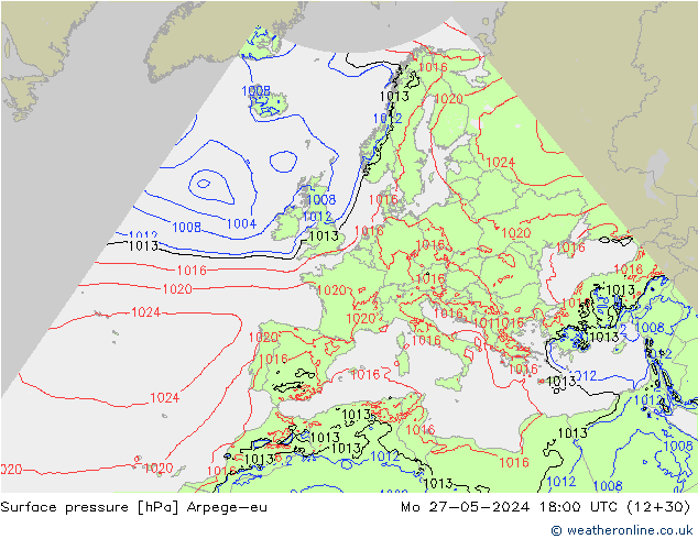 Presión superficial Arpege-eu lun 27.05.2024 18 UTC