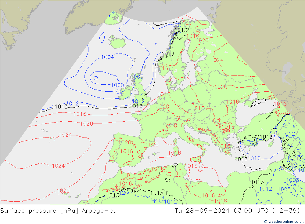 pressão do solo Arpege-eu Ter 28.05.2024 03 UTC