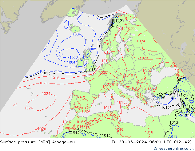 приземное давление Arpege-eu вт 28.05.2024 06 UTC