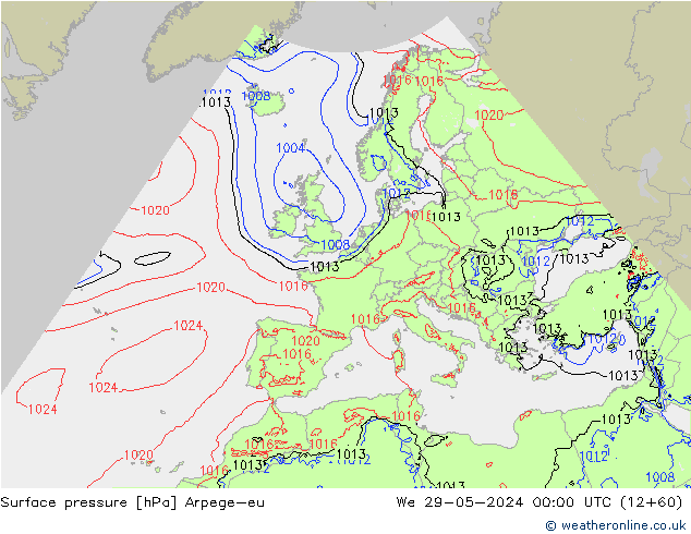 Surface pressure Arpege-eu We 29.05.2024 00 UTC