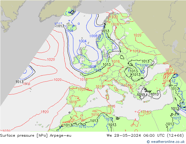 Surface pressure Arpege-eu We 29.05.2024 06 UTC