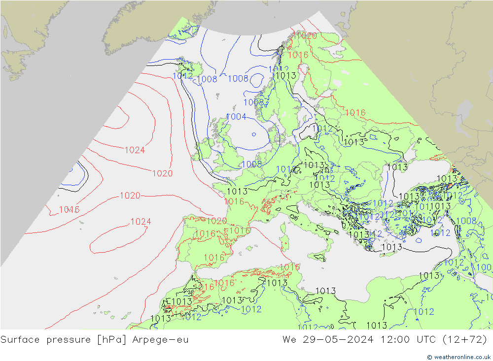 Bodendruck Arpege-eu Mi 29.05.2024 12 UTC