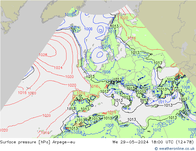 Surface pressure Arpege-eu We 29.05.2024 18 UTC