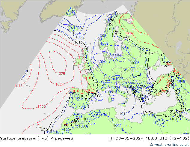 Luchtdruk (Grond) Arpege-eu do 30.05.2024 18 UTC