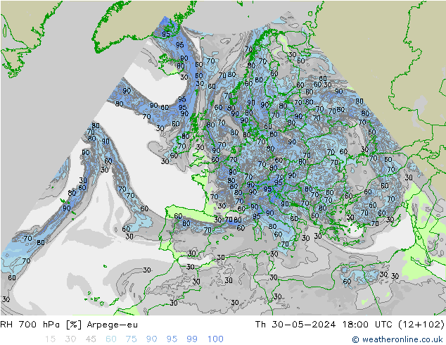 RV 700 hPa Arpege-eu do 30.05.2024 18 UTC