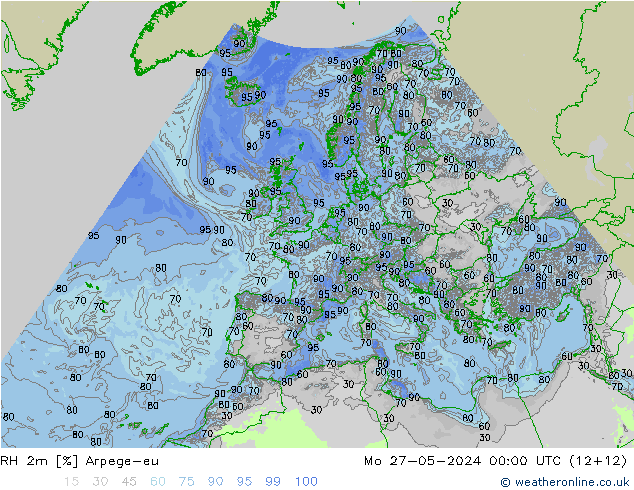 RH 2m Arpege-eu Mo 27.05.2024 00 UTC