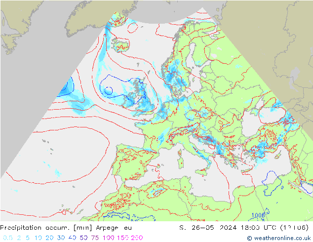 Precipitación acum. Arpege-eu dom 26.05.2024 18 UTC