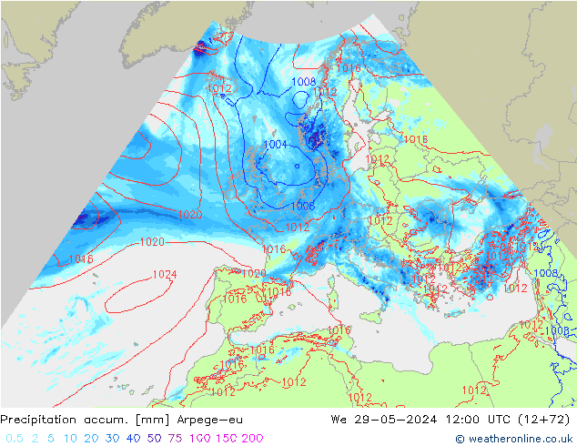 Precipitation accum. Arpege-eu Qua 29.05.2024 12 UTC