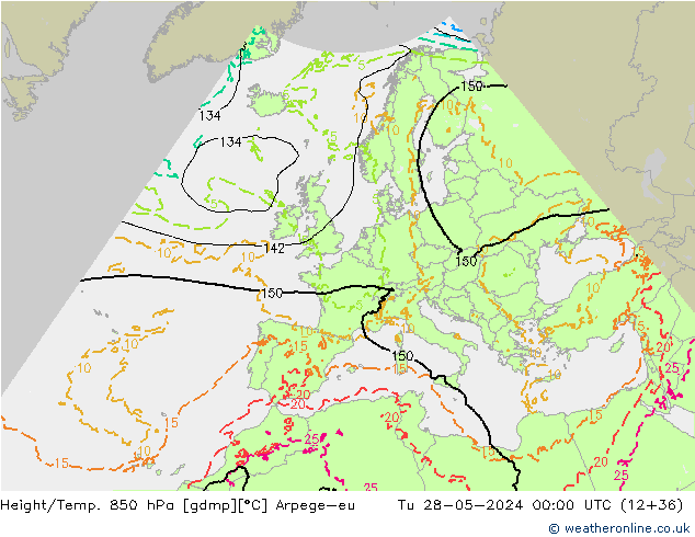 Height/Temp. 850 hPa Arpege-eu Di 28.05.2024 00 UTC