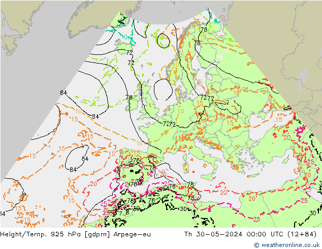 Height/Temp. 925 hPa Arpege-eu Th 30.05.2024 00 UTC