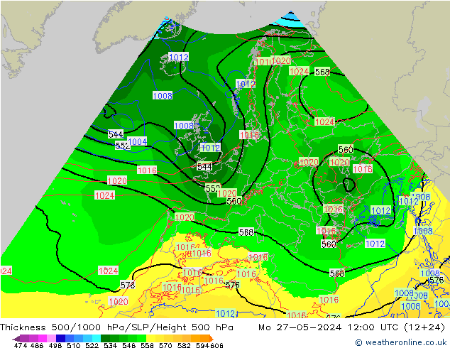 Thck 500-1000hPa Arpege-eu lun 27.05.2024 12 UTC