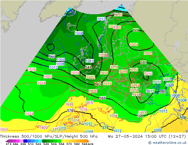 Thck 500-1000hPa Arpege-eu lun 27.05.2024 15 UTC