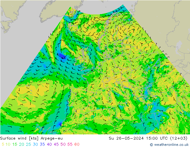 Bodenwind Arpege-eu So 26.05.2024 15 UTC