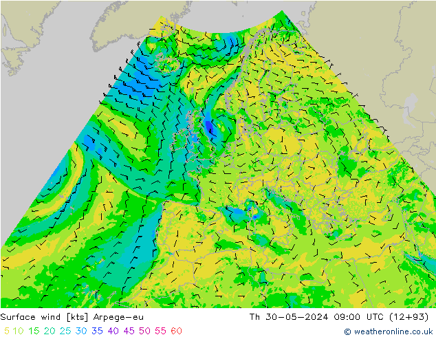 Bodenwind Arpege-eu Do 30.05.2024 09 UTC