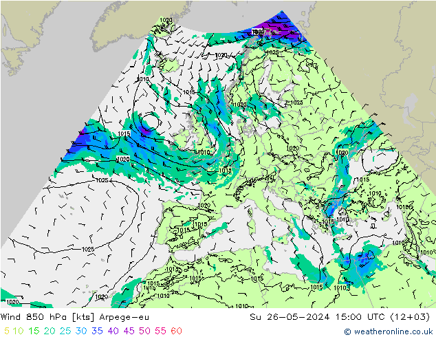 wiatr 850 hPa Arpege-eu nie. 26.05.2024 15 UTC