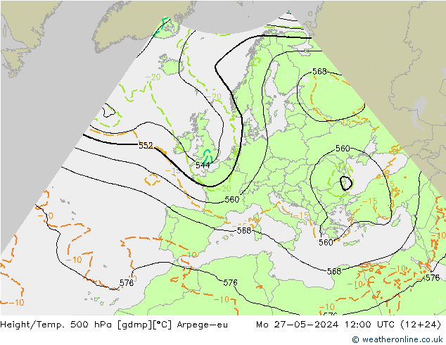 Height/Temp. 500 hPa Arpege-eu Mo 27.05.2024 12 UTC