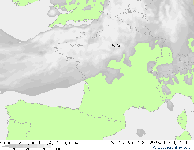 nuvens (médio) Arpege-eu Qua 29.05.2024 00 UTC