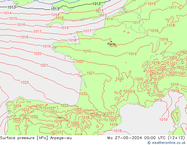 pressão do solo Arpege-eu Seg 27.05.2024 00 UTC
