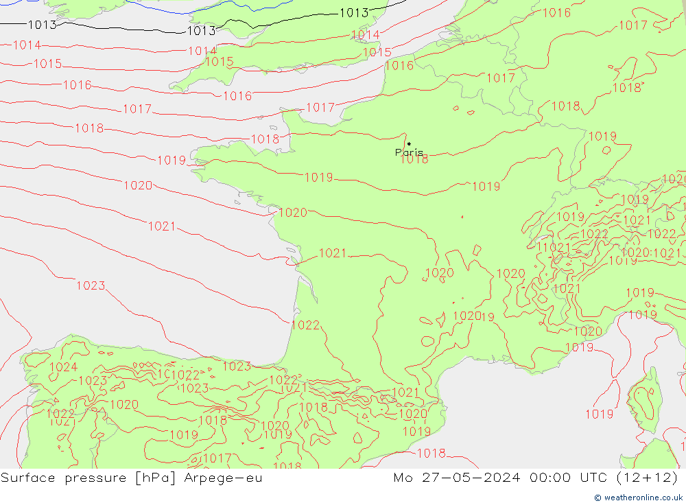 Luchtdruk (Grond) Arpege-eu ma 27.05.2024 00 UTC