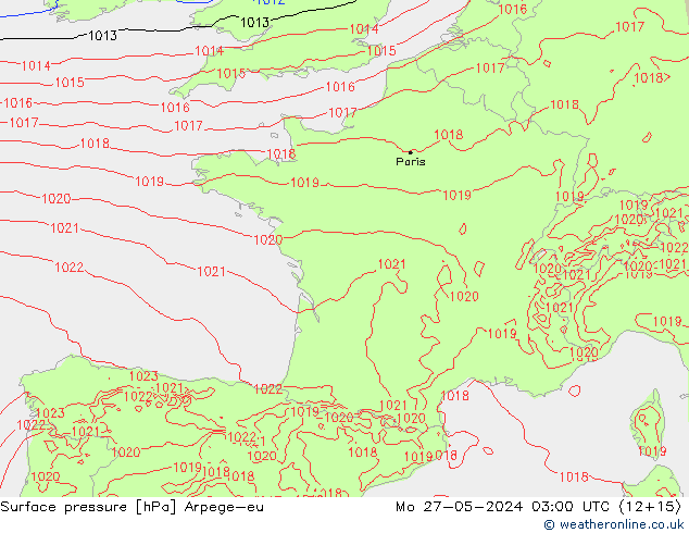 приземное давление Arpege-eu пн 27.05.2024 03 UTC