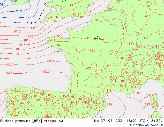 pression de l'air Arpege-eu lun 27.05.2024 18 UTC